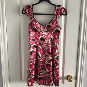 Printed pink satin dress